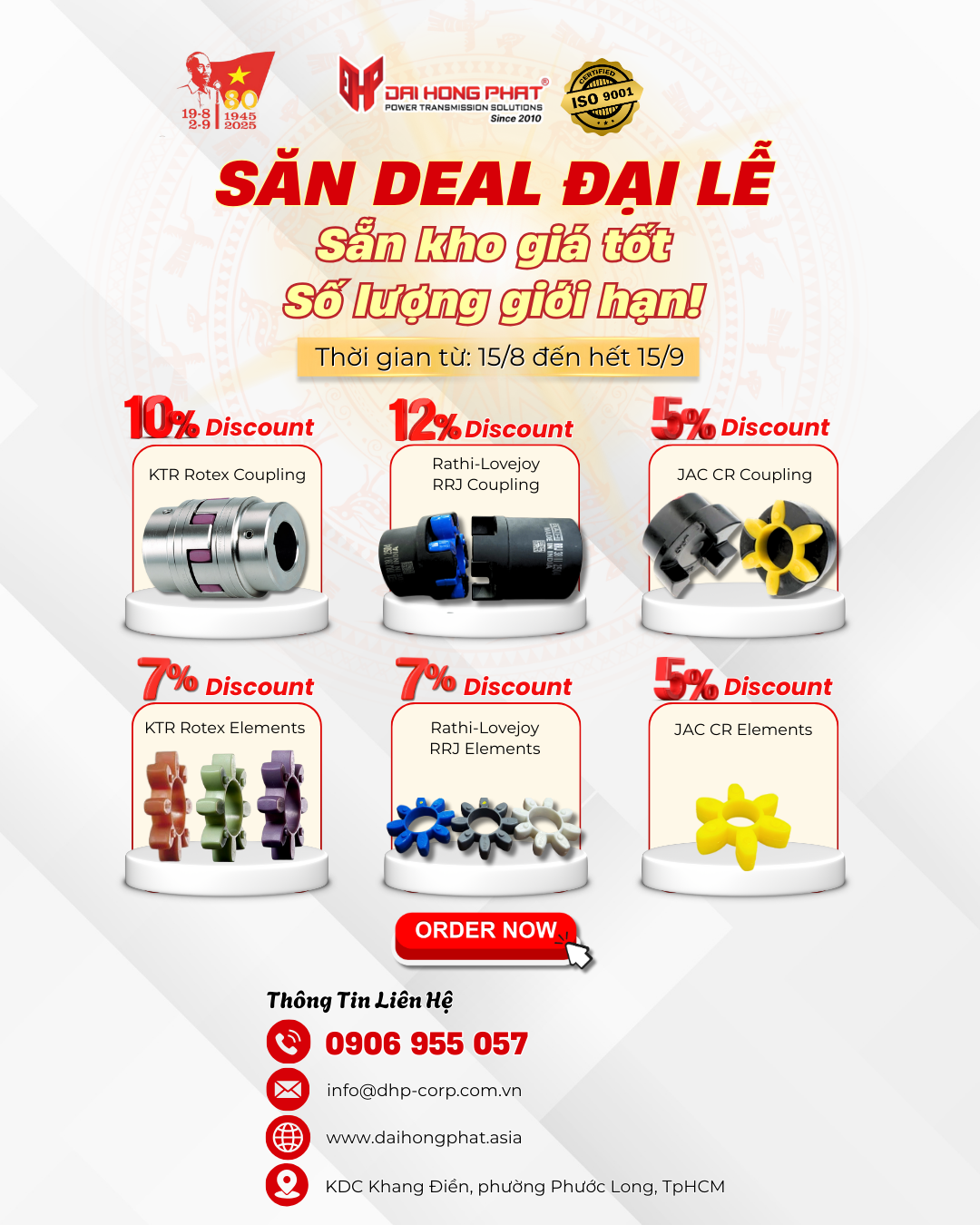 Chào mừng Đại lễ Quốc khánh 2/9 - Đại Hồng Phát tung deal giảm giá đậm sâu lên đến 12%